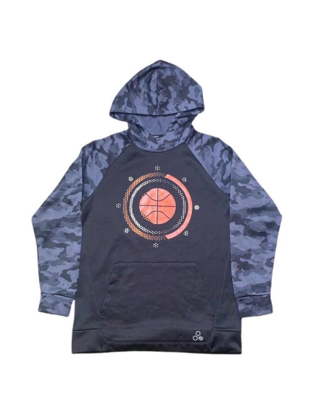 Hoodie Tek Gear Boys Black/Gray Size M (10/12) with Basketball Theme